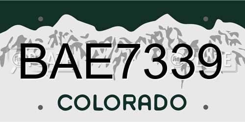 BAE7339 Colorado License Plate