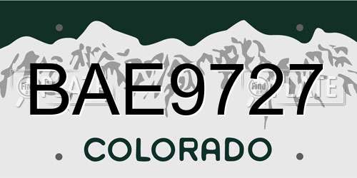 BAE9727 Colorado License Plate