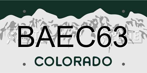BAEC63 Colorado License Plate