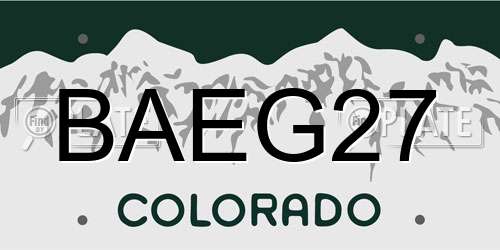 BAEG27 Colorado License Plate