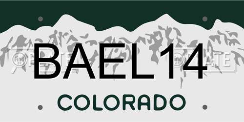 BAEL14 Colorado License Plate