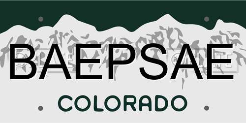 BAEPSAE Colorado License Plate
