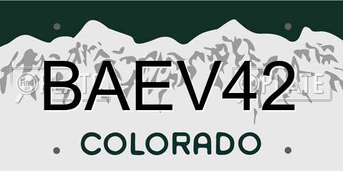 BAEV42 Colorado License Plate