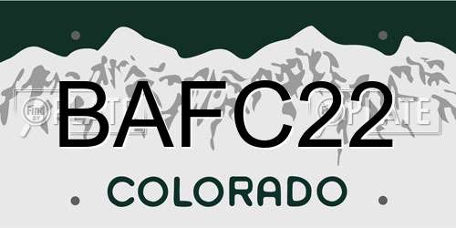 BAFC22 Colorado License Plate