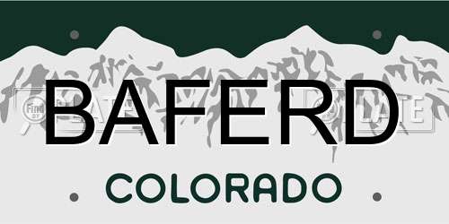 BAFERD Colorado License Plate
