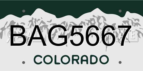 BAG5667 Colorado License Plate