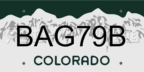 BAG79B Colorado License Plate