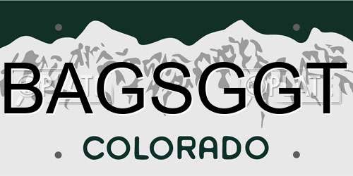 BAGSGGT Colorado License Plate