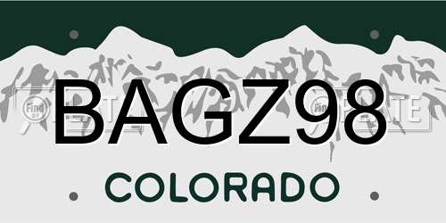 BAGZ98 Colorado License Plate