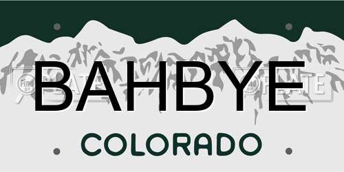 BAHBYE Colorado License Plate