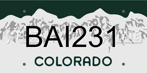 BAI231 Colorado License Plate