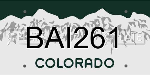BAI261 Colorado License Plate