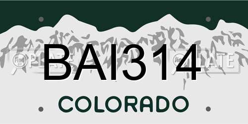 BAI314 Colorado License Plate