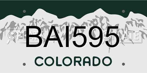 BAI595 Colorado License Plate