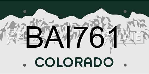 BAI761 Colorado License Plate