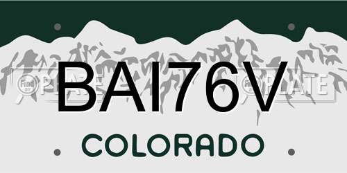 BAI76V Colorado License Plate