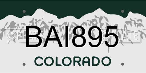 BAI895 Colorado License Plate