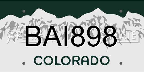 BAI898 Colorado License Plate