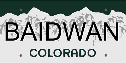 BAIDWAN Colorado License Plate