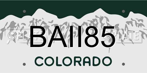 BAII85 Colorado License Plate