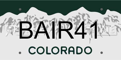 BAIR41 Colorado License Plate