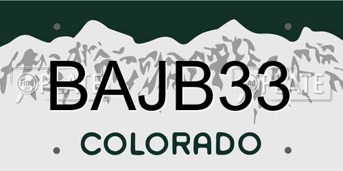 BAJB33 Colorado License Plate