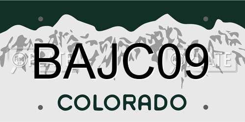 BAJC09 Colorado License Plate
