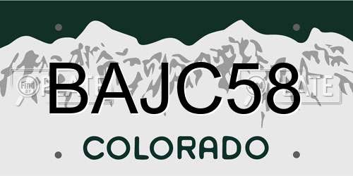 BAJC58 Colorado License Plate