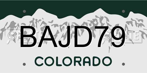 BAJD79 Colorado License Plate