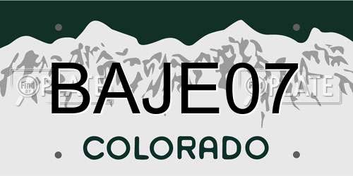 BAJE07 Colorado License Plate