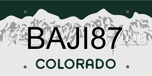 BAJI87 Colorado License Plate