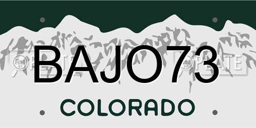 BAJO73 Colorado License Plate