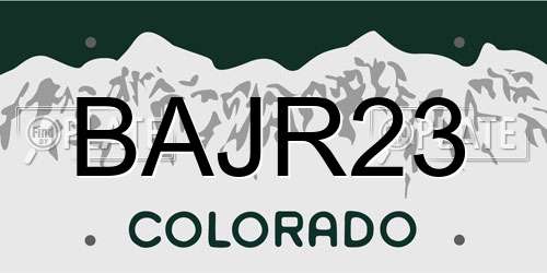 BAJR23 Colorado License Plate