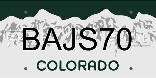 BAJS70 Colorado License Plate