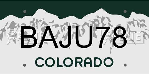 BAJU78 Colorado License Plate
