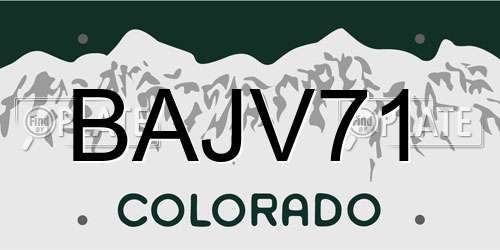 BAJV71 Colorado License Plate