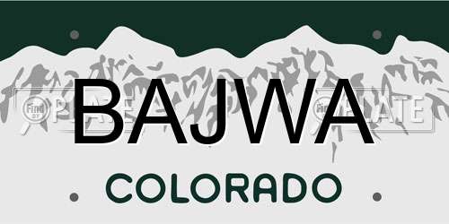 BAJWA Colorado License Plate