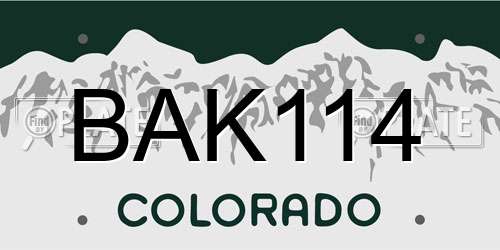 BAK114 Colorado License Plate