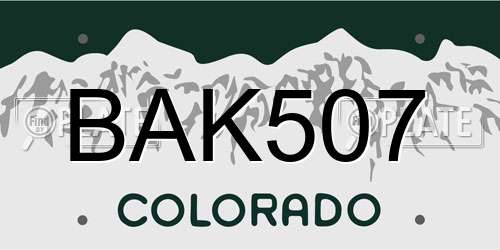 BAK507 Colorado License Plate