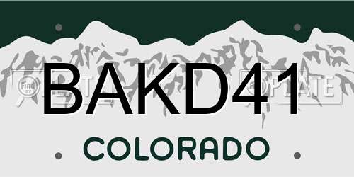 BAKD41 Colorado License Plate
