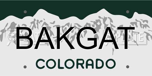BAKGAT Colorado License Plate