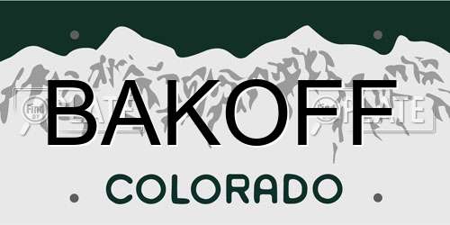 BAKOFF Colorado License Plate