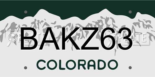 BAKZ63 Colorado License Plate