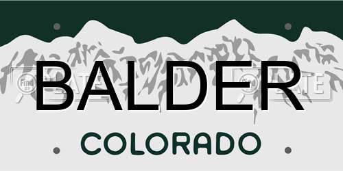 BALDER Colorado License Plate