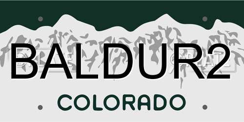BALDUR2 Colorado License Plate