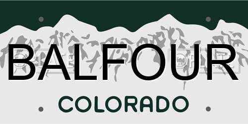 BALFOUR Colorado License Plate