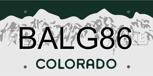 BALG86 Colorado License Plate