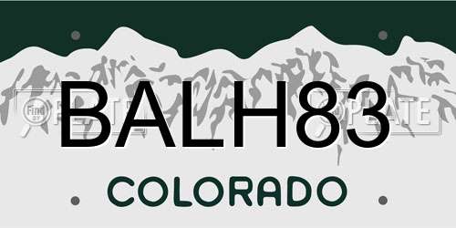 BALH83 Colorado License Plate