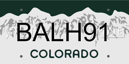 BALH91 Colorado License Plate