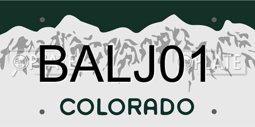BALJ01 Colorado License Plate